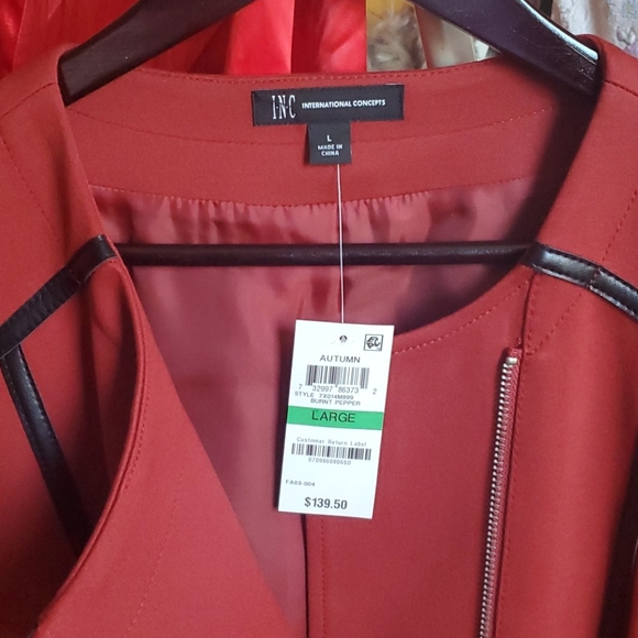 NWT Dark Red & Black Collarless Jacket - Picture 5 of 7